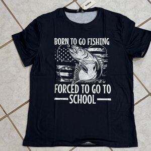 Born to Go Fishing Graphic Tee - Black